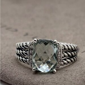 David Yurman Prasiolite Wheaton Petite Elegant Ring Size 7- 7.25